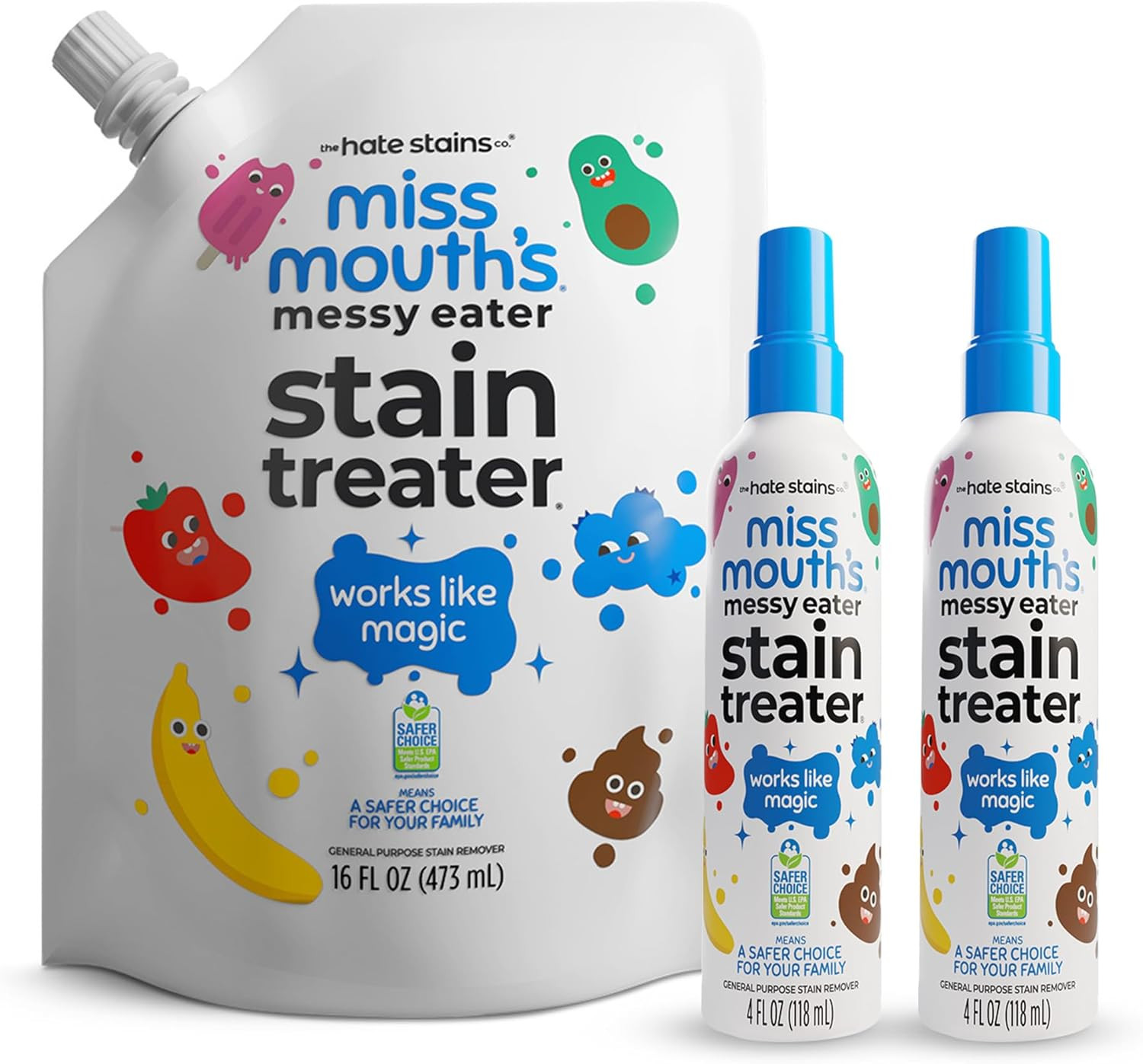 Miss Mouth Messy Eater Stain Remover Kit 2 Spray + 16oz Refill Baby