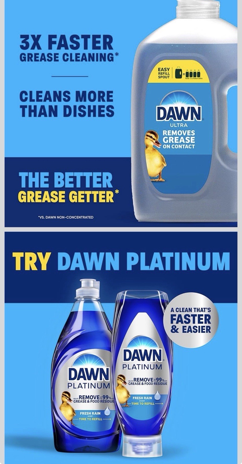 Dawn Ultra Original Dish Soap Refill Jug Blue Liquid Grease Fighter 51.5 Oz