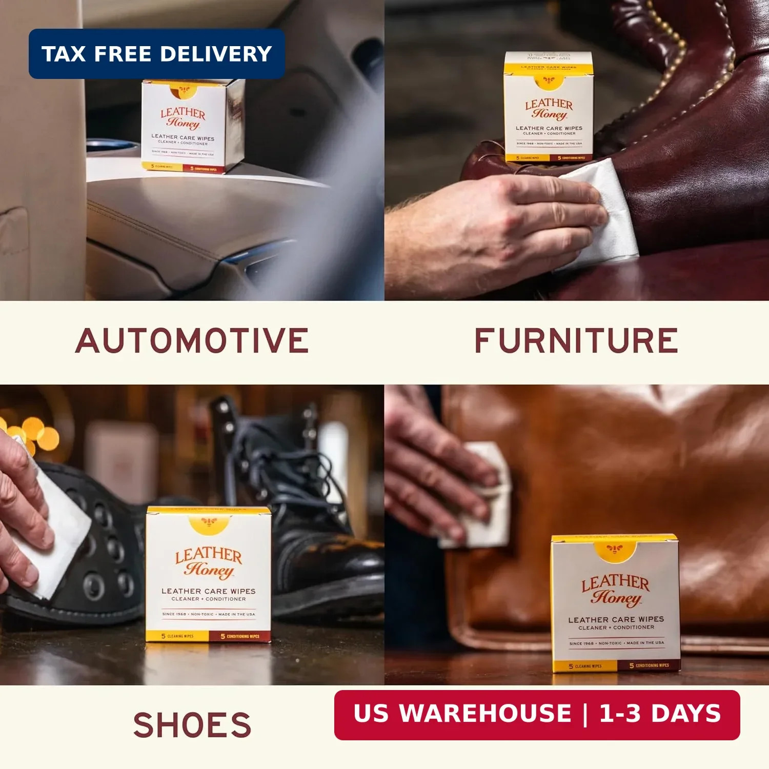 Leather Honey Combo Wipes with Conditioner and Cleaner Wipes