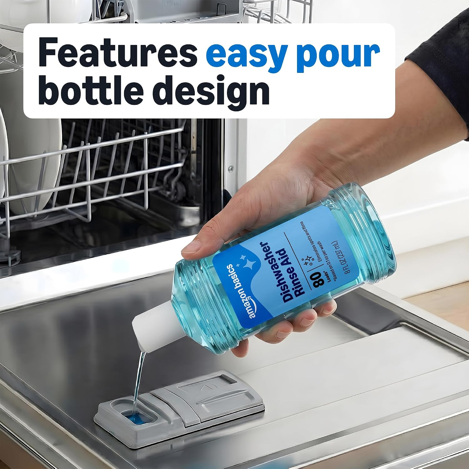 Dishwasher Rinse Aid, Prevents Spots & Film, Enhances Drying, 8 Fl