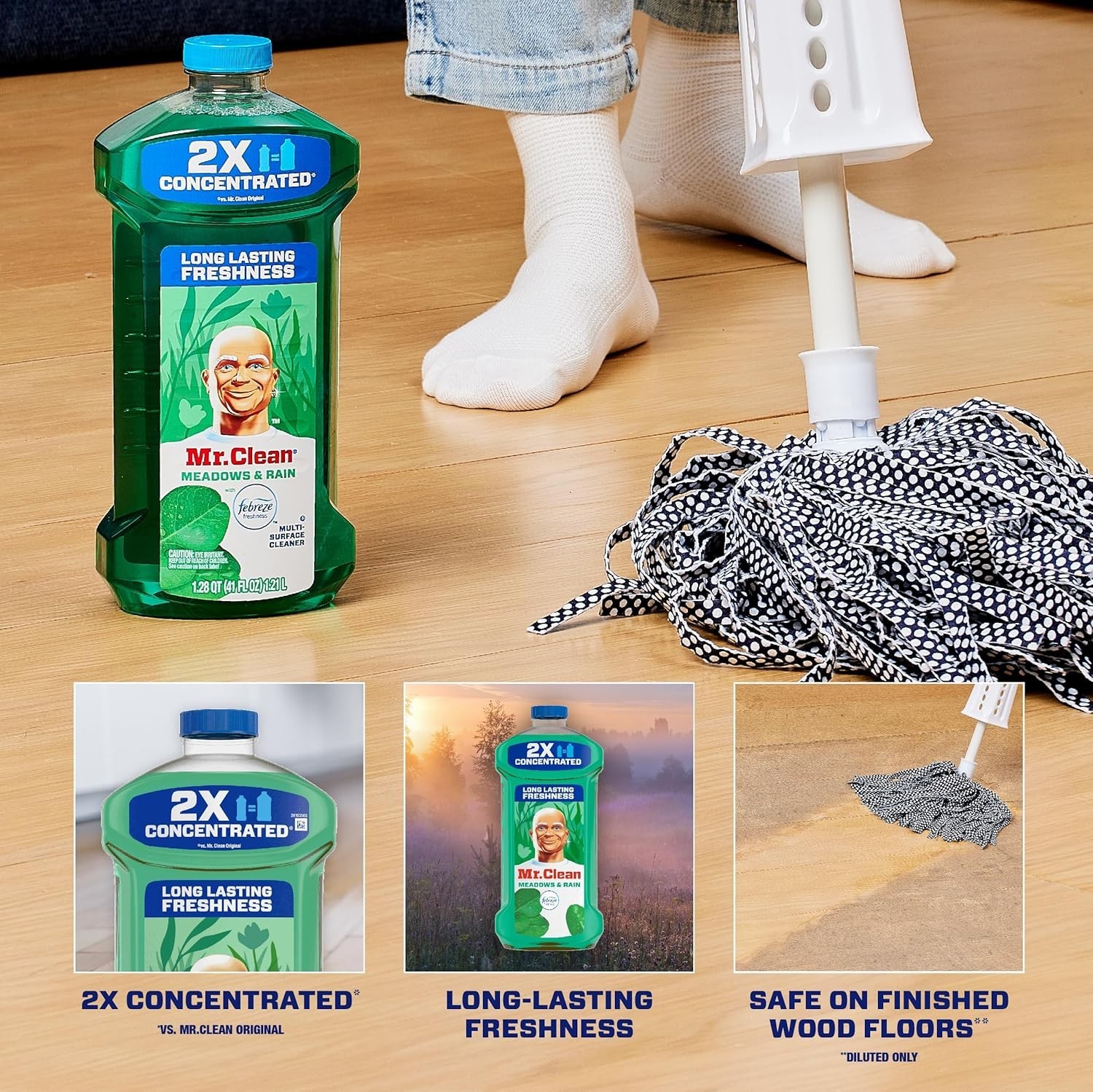 Mr. Clean 2X Concentrated Multi Surface Cleaner with Febreze Meadows & Rain Scen