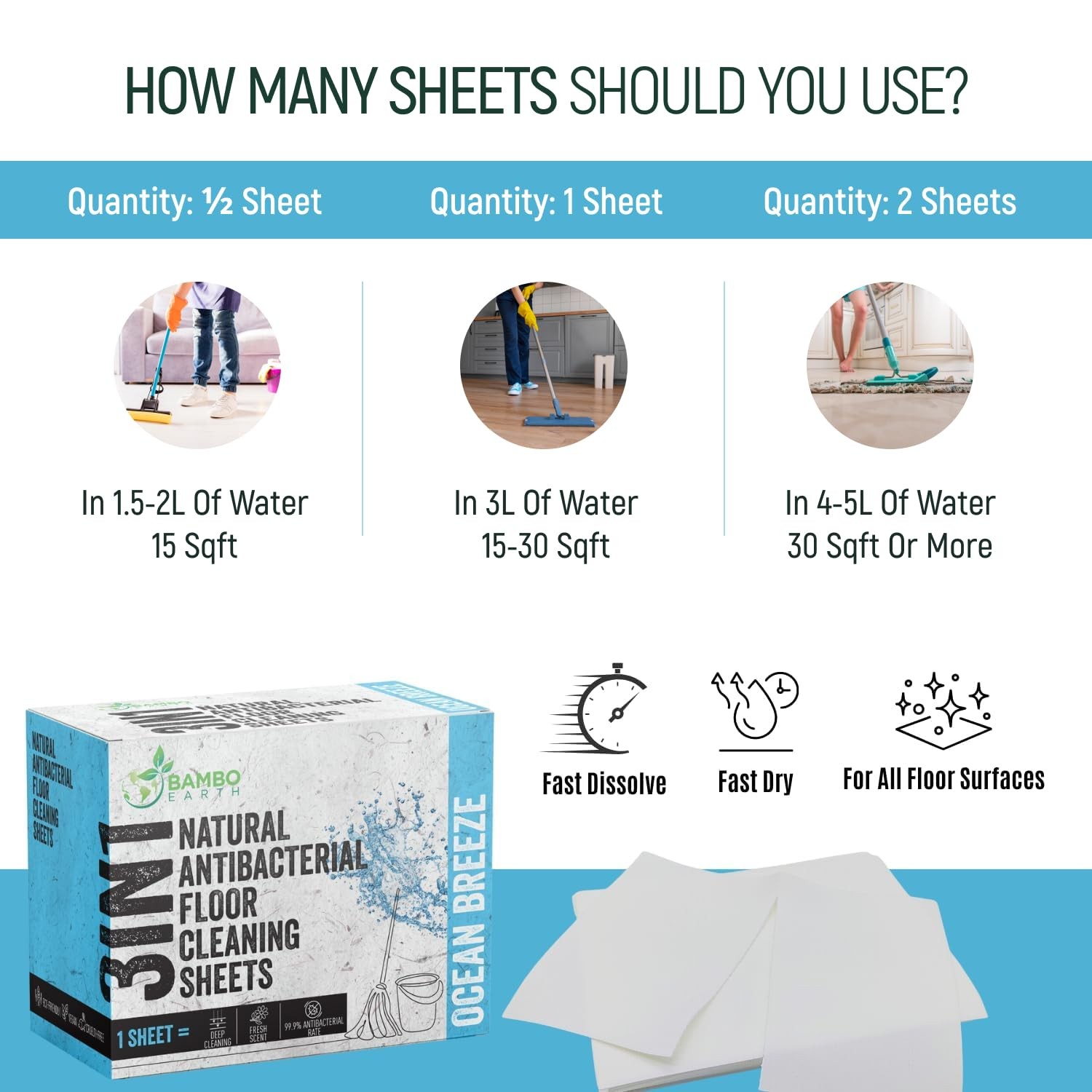 30 Pcs All Natural Floor Cleaner Sheets – Biodegradable And Dissolvable Multi…