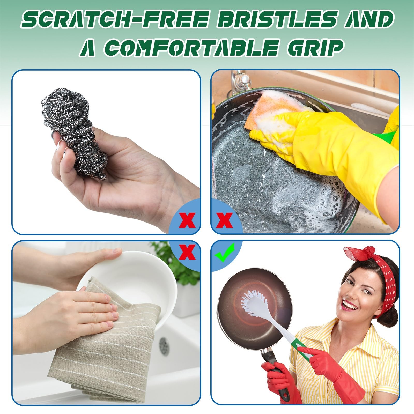 30 Pcs Kitchen Scrub Dish Brush Bulk with 11 Inch Handle Cleaning Dish Scrubb…