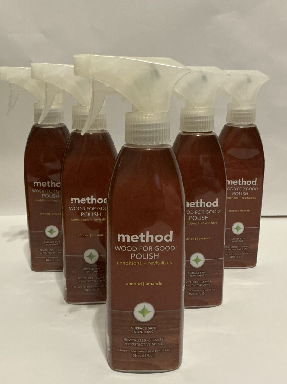 5x Method Wood Polish, Almond, For Wood Surfaces, Furniture and Cabinets, 14 oz
