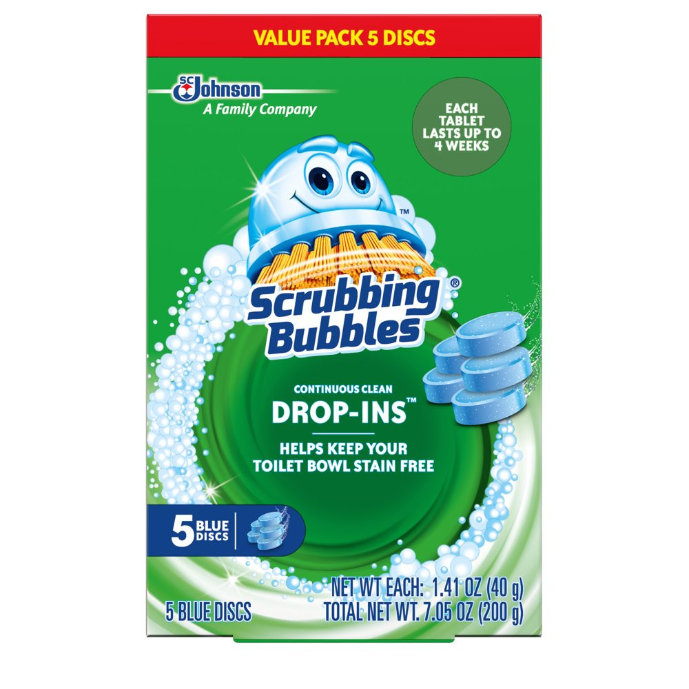 Scrubbing Bubbles Continuous Clean Drop Ins Toilet Cleaner 5 Blue Discs 7.05 Oz