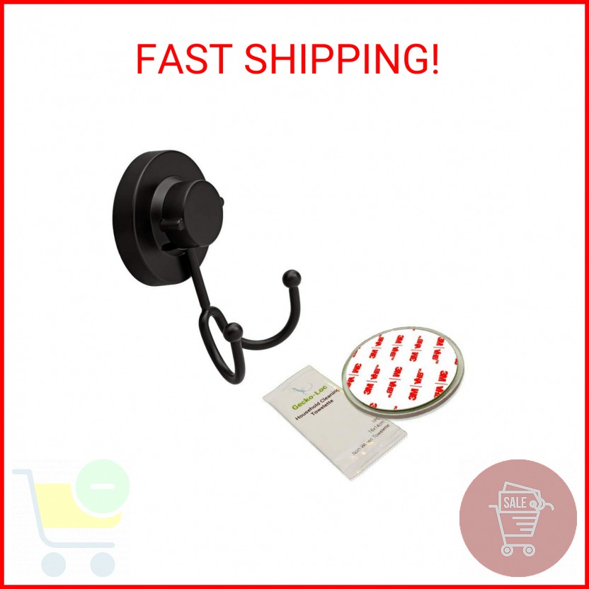 Gecko-Loc Heavy Duty Suction Cup Hooks Shower Accessory Stainless Steel – Black