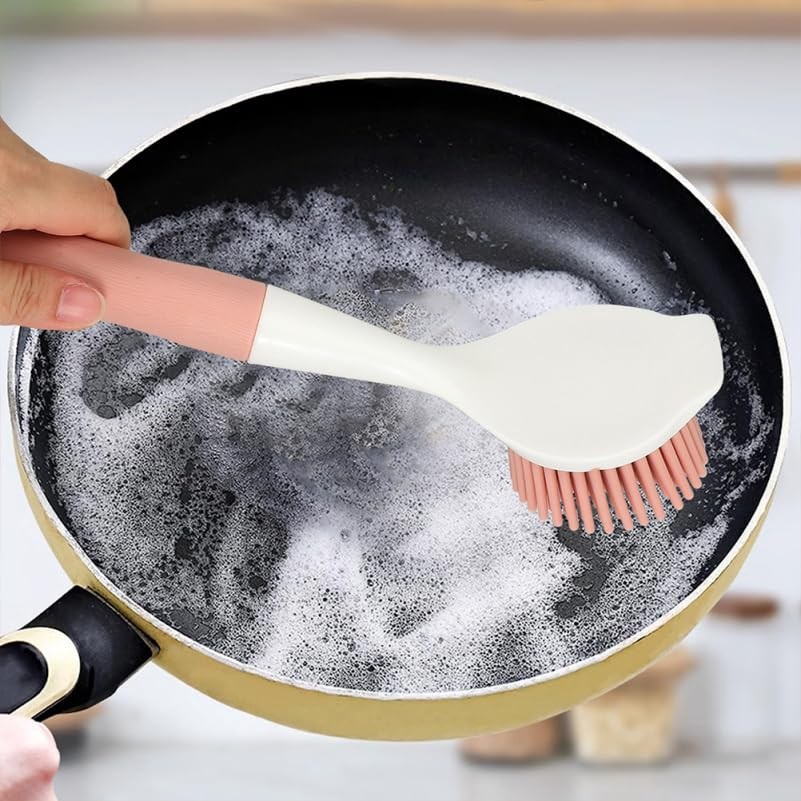 Silicone Pot Brush 2Pcs Set with Long Handle for Non-Stick Cookware Cleaning …