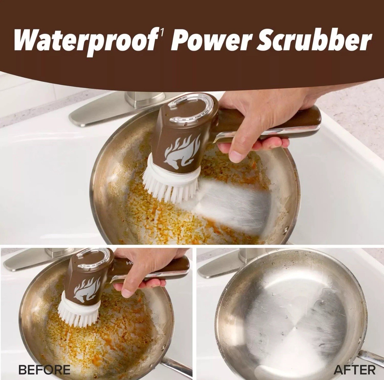 HORSEPOWER RUBY Waterproof Cordless 360° Power Scrubber W/ 5 Heads! – NEW!