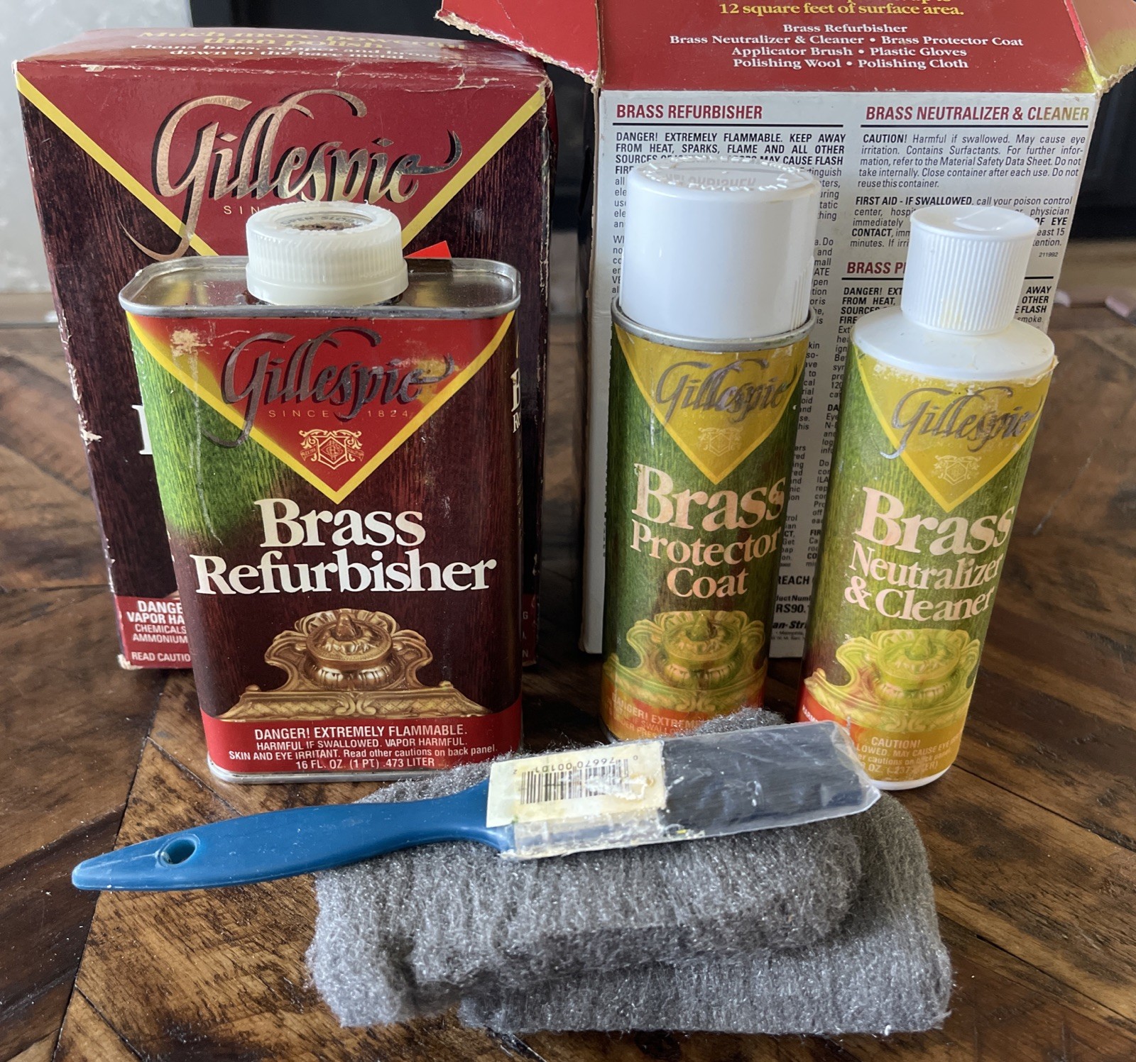 Gillespie Brass Renewal Kit Cleans Copper & Bronze Cleaner Protector Open Box