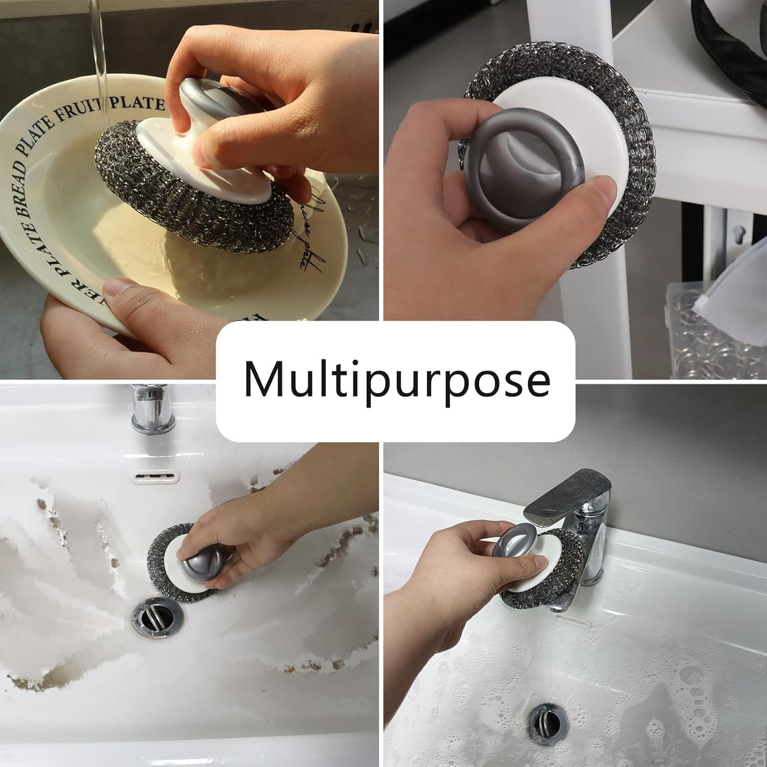 2 Pack Stainless Steel Wool Scrubber, Scrubbing Scouring Pad, Steel Wool Scrubbe
