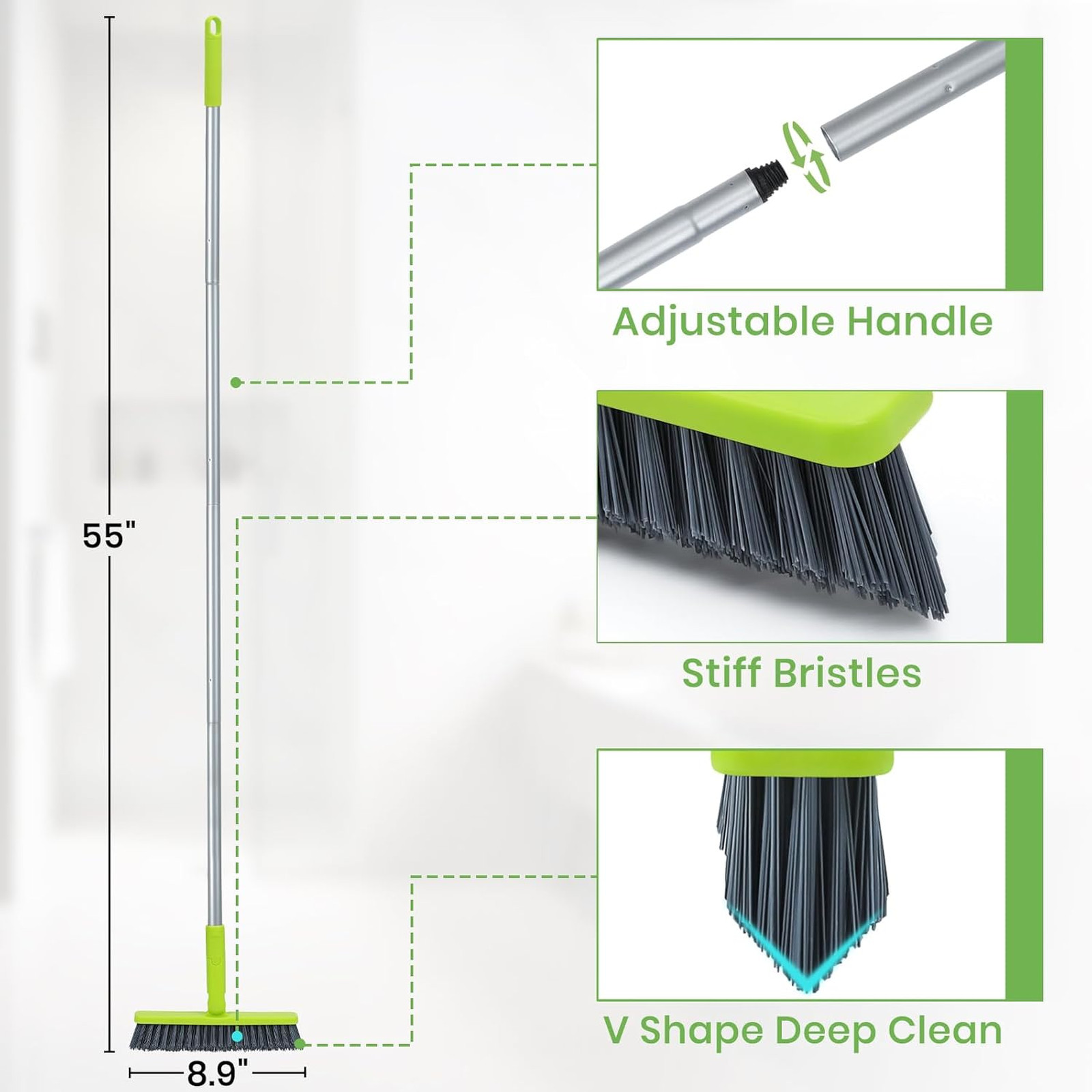 Grout Cleaner Brush with Long Handle, Tile Grout Scrub Brush for Bathroom Shower