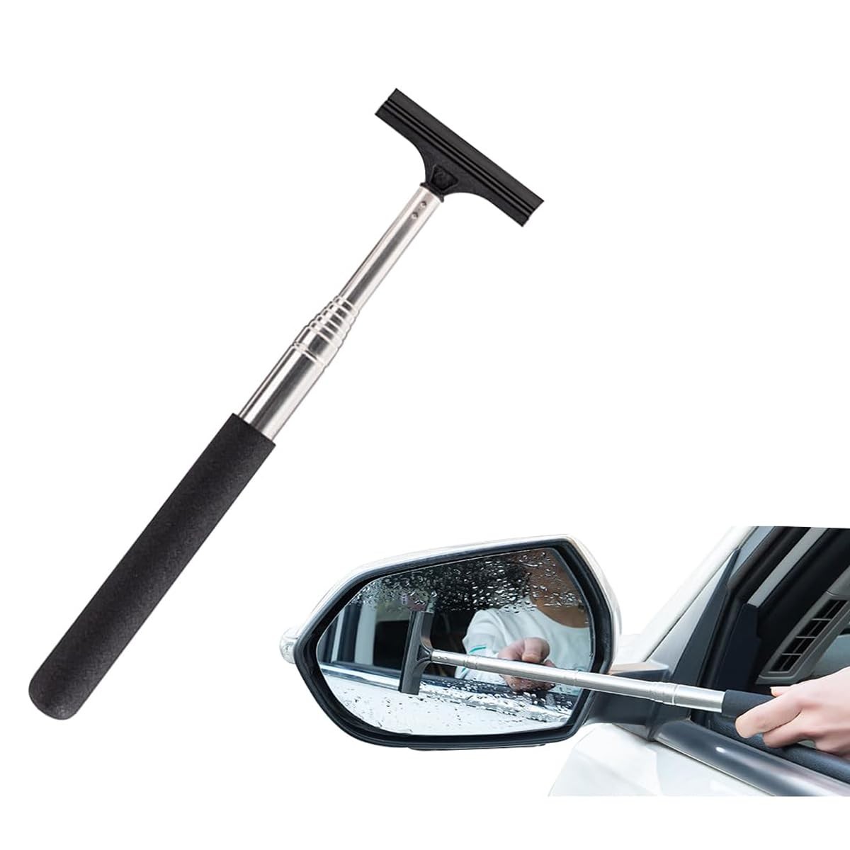 Side Mirror Squeegee, Retractable Car Rearview Mirrors Wiper Universal