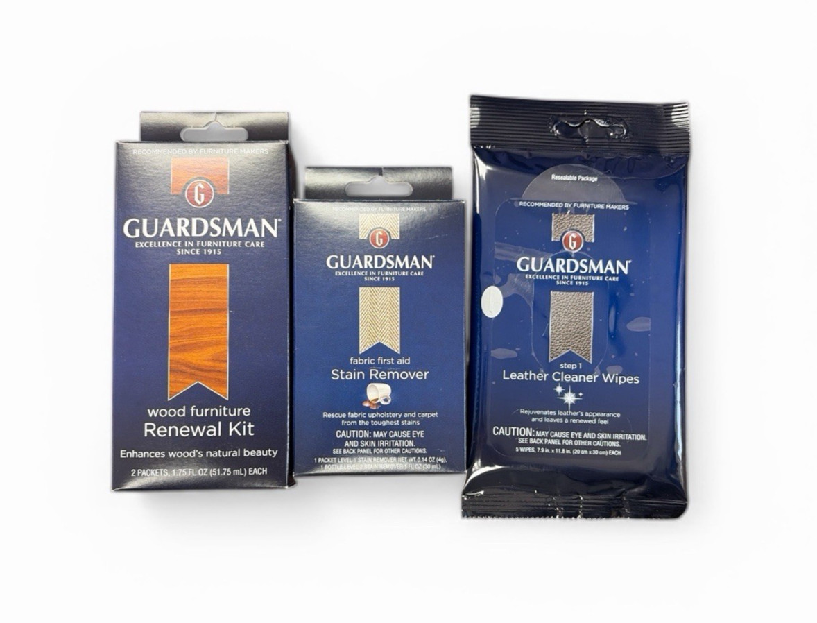 Guardsman Furniture Care Kit Bundle Wood Renewal Fabric Stain Remover Leather Cl