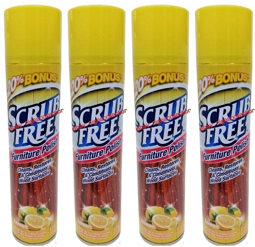 ( LOT 4 ) Scrubfree Lemon Scent Furniture Polish Cleans, Restore Wood 9.7 Oz Ea