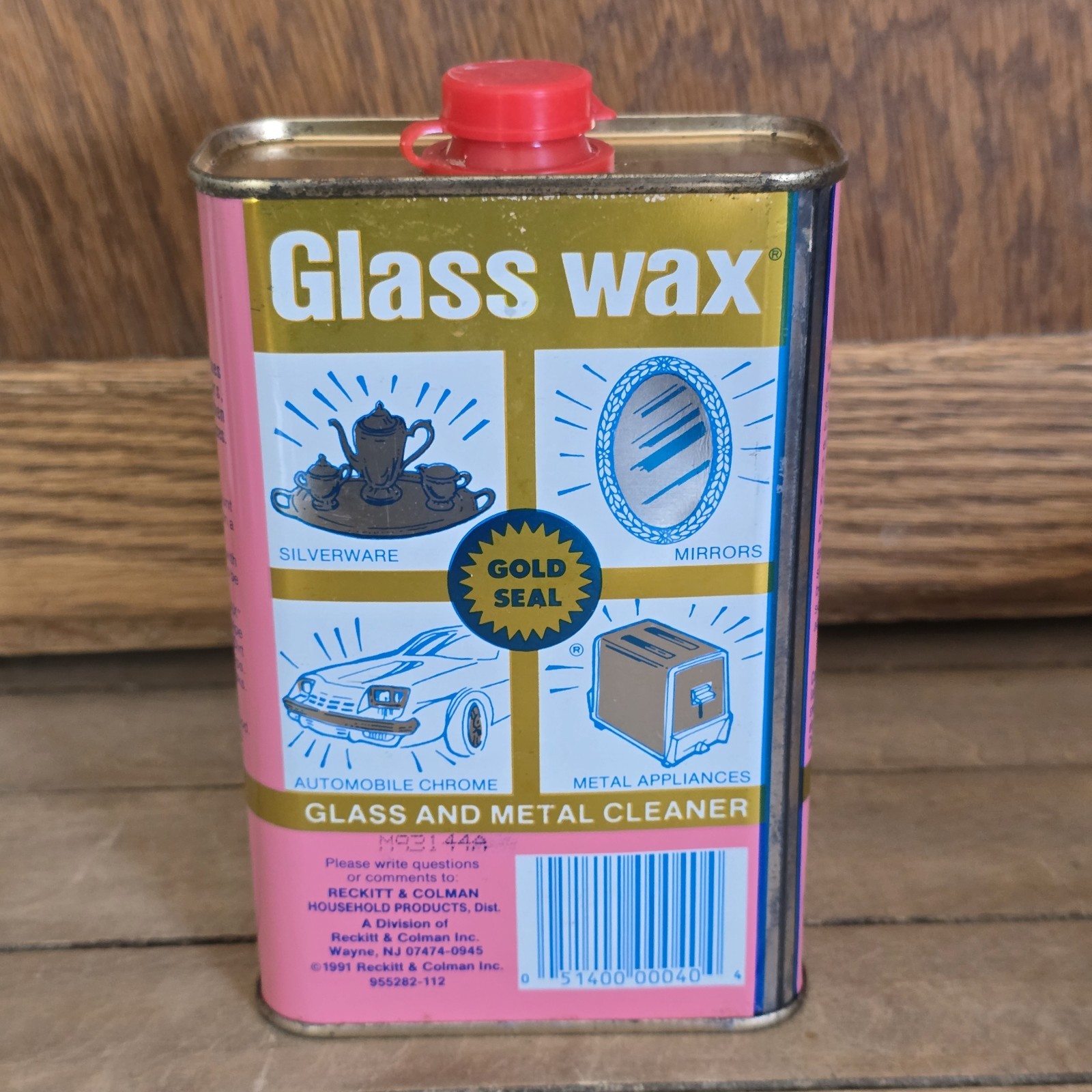 Vintage Gold Seal Glass Wax Metal Can One Pint Tin 85% Full Metal Cleaner