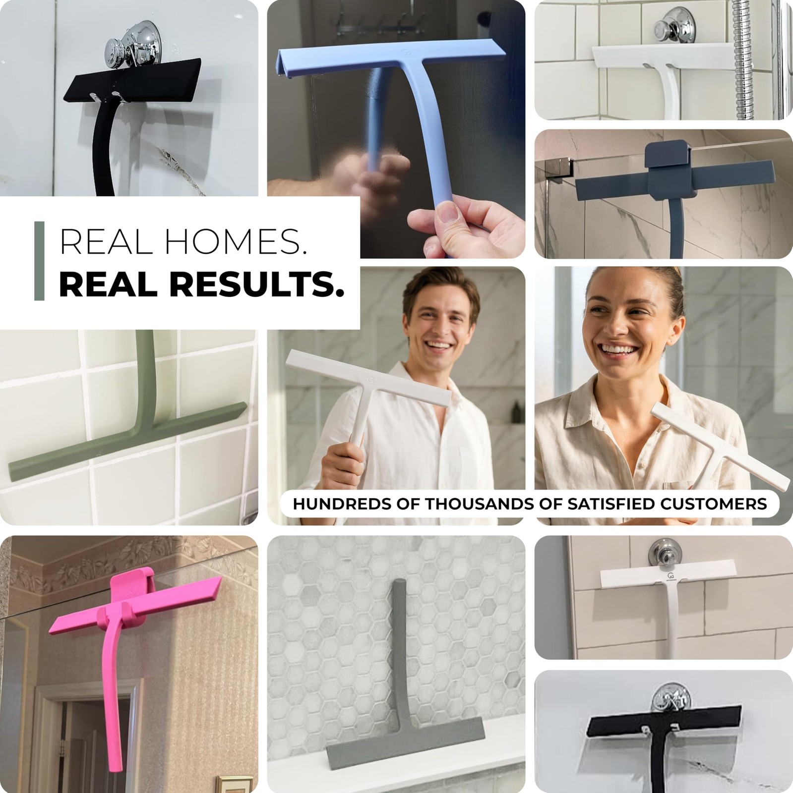 Silicone Shower Squeegee for Glass Doors & Mirrors with Stainless Steel Core,…