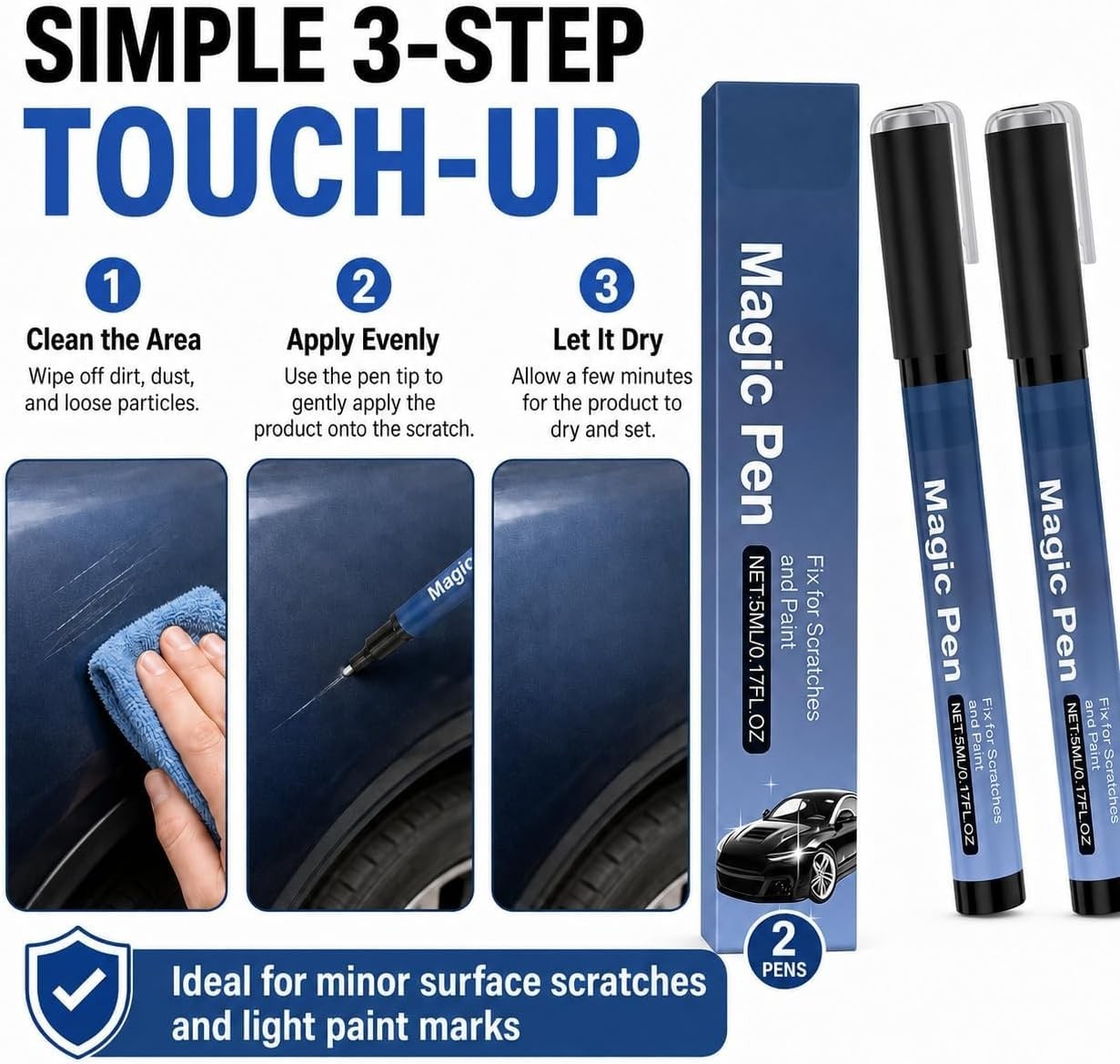 2026 Magic Car Scratch Remover Pen, Car Scratch Remover Pen, Clear Coat Touch Up