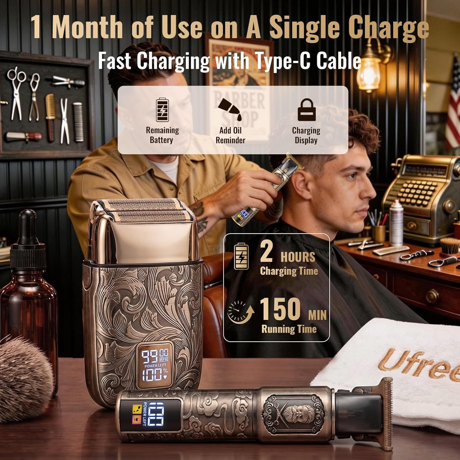 Ufree Foil Shavers Electric Razor for Men, Beard Trimmer Grooming Shaving Kit,