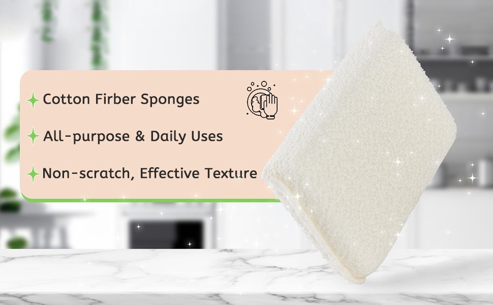 Practical Matter Kitchen Sponge, Organic Cotton Fiber All-Purpose Dish Sponges