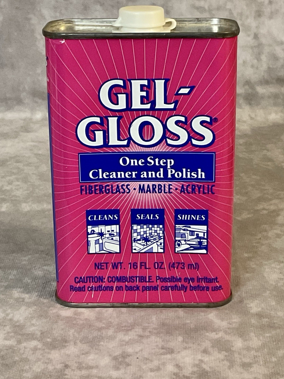 GEL-GLOSS ONE STEP CLEANER & POLISH FOR FIBERGLASS MARBLE ACRYLIC 16 FL OZ NOS