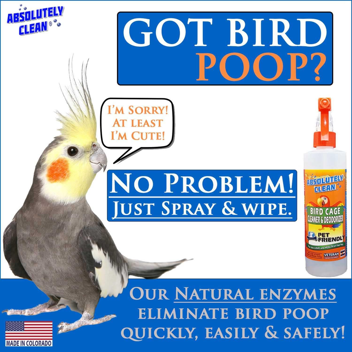 Amazing Bird Cage Cleaner and Deodorizer – Just Spray/Wipe – Safely & Easily Re