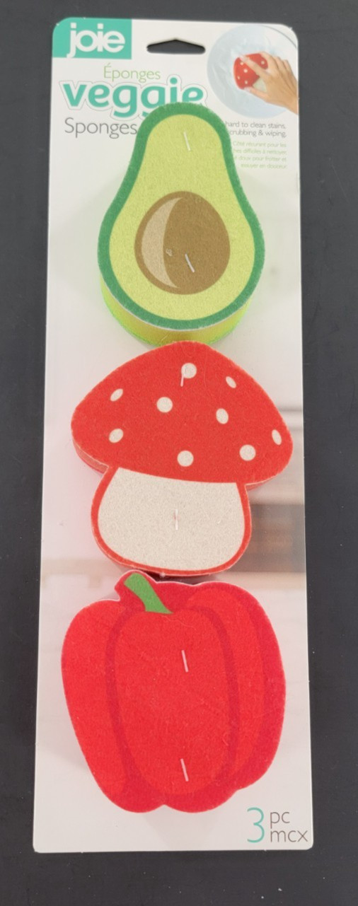Joie Veggie Sponges, 3 Pack – 9×8.8x3cm – Fun Decorative Veggie Shaped Sponges