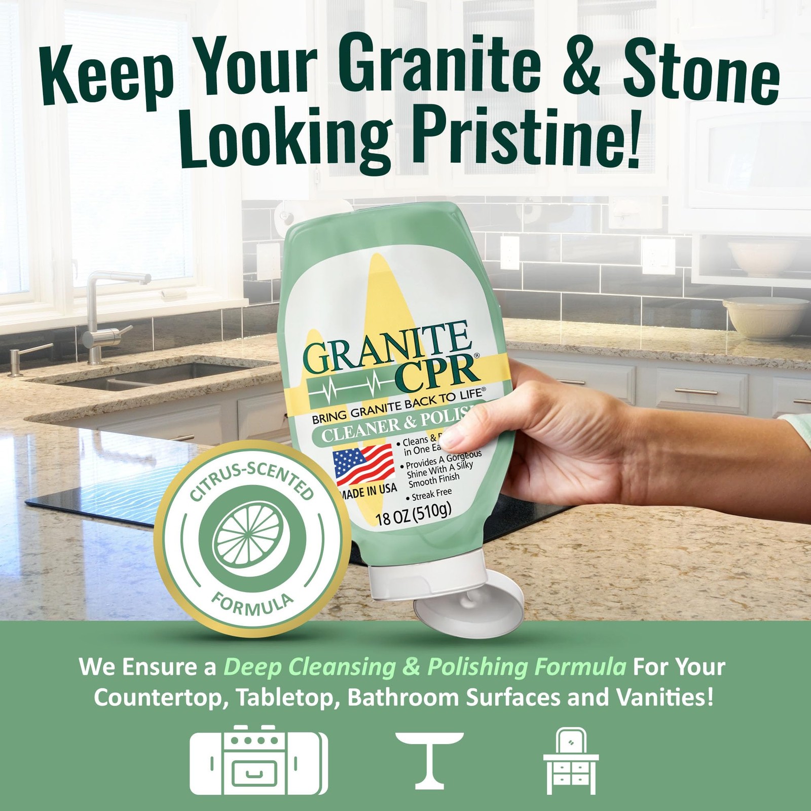 Granite Cleaner & Polish Can Be Used Daily On Granite, Marble, Quartz & Coria…