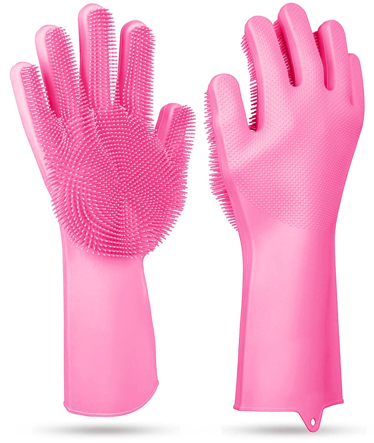 New Magic Silicone Brush Gloves – Heat Resistant Dishwashing & Pet Scrubber