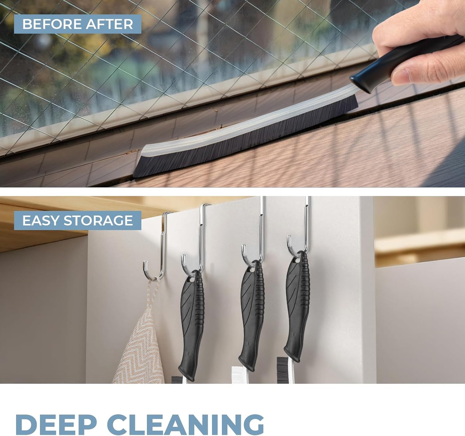 3Pcs Cleaning Brush – Includes 1 Soft Bristle Cleaning Brush, 2 H Color: Black