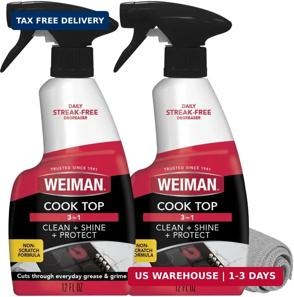 Weiman 2-Pack Cooktop Cleaning Spray & Microfiber Cloth – Cooktop & Oven Cleaner