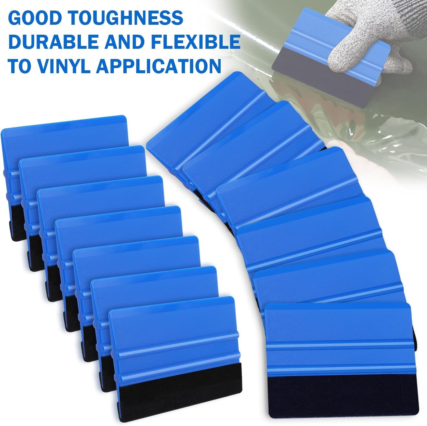 Professional Blue Felt Vinyl Squeegees – 2 Pcs for Craft and Tinting Excellence