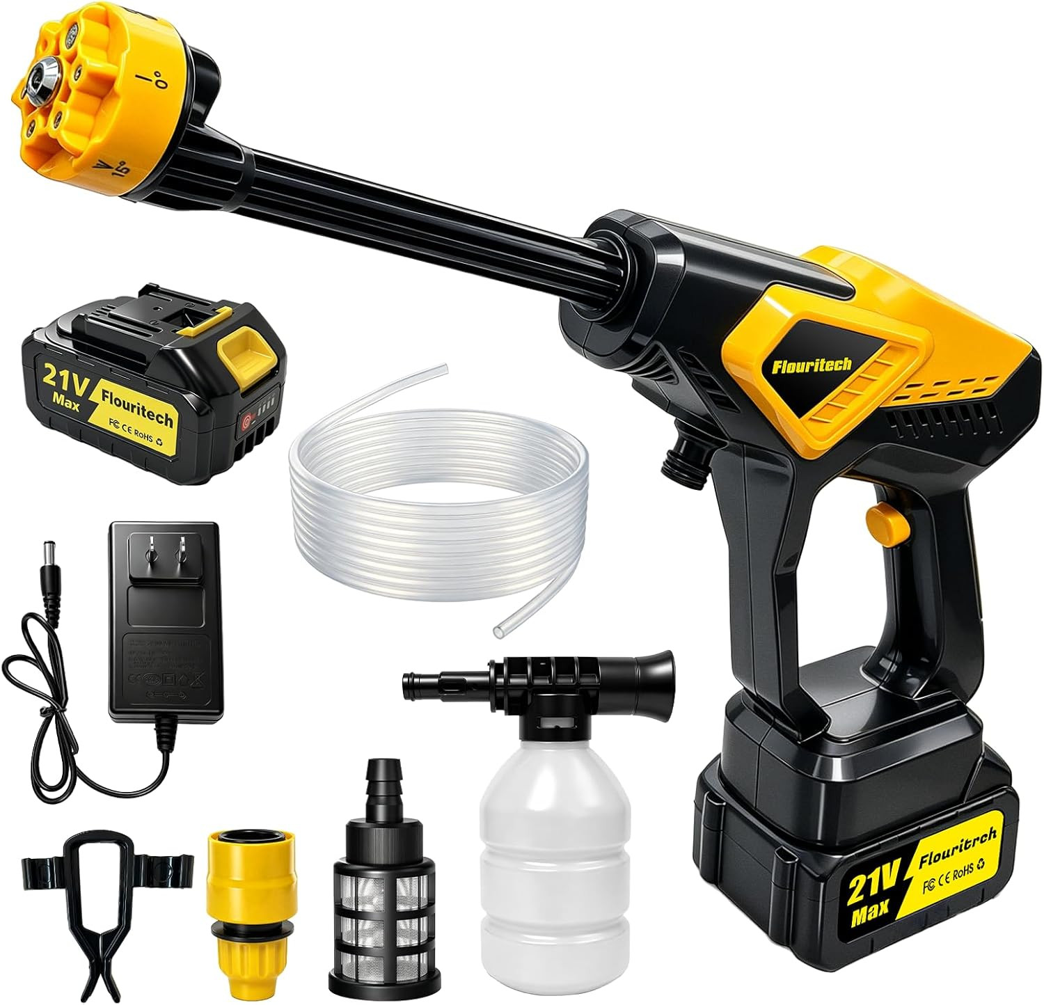 Cordless Portable Pressure Washer 6-in-1 Nozzle Foam Cannon Handheld Car Cleaner