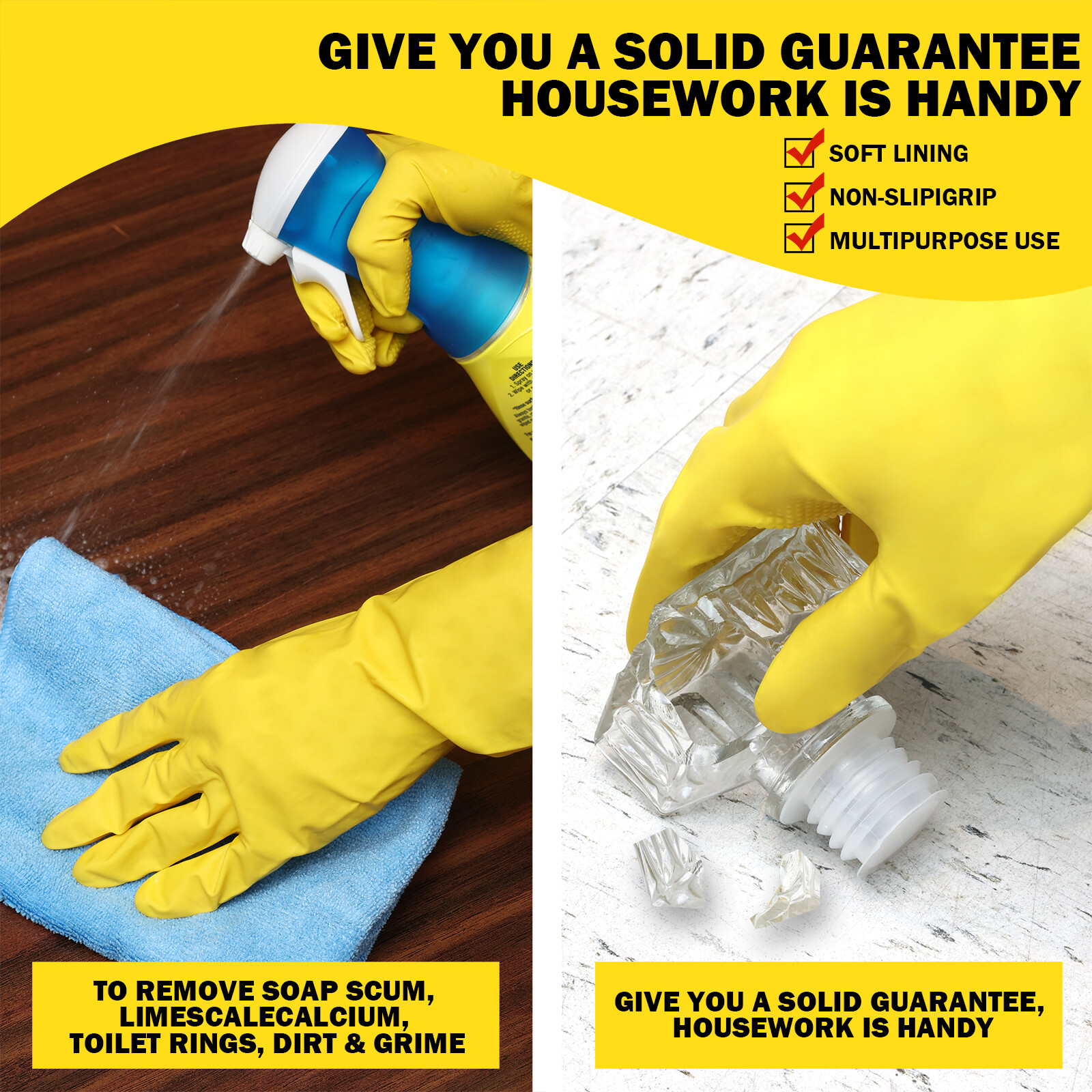 8 Pairs Reusable Household Cleaning Gloves Rubber Dishwashing Gloves Non-Slip