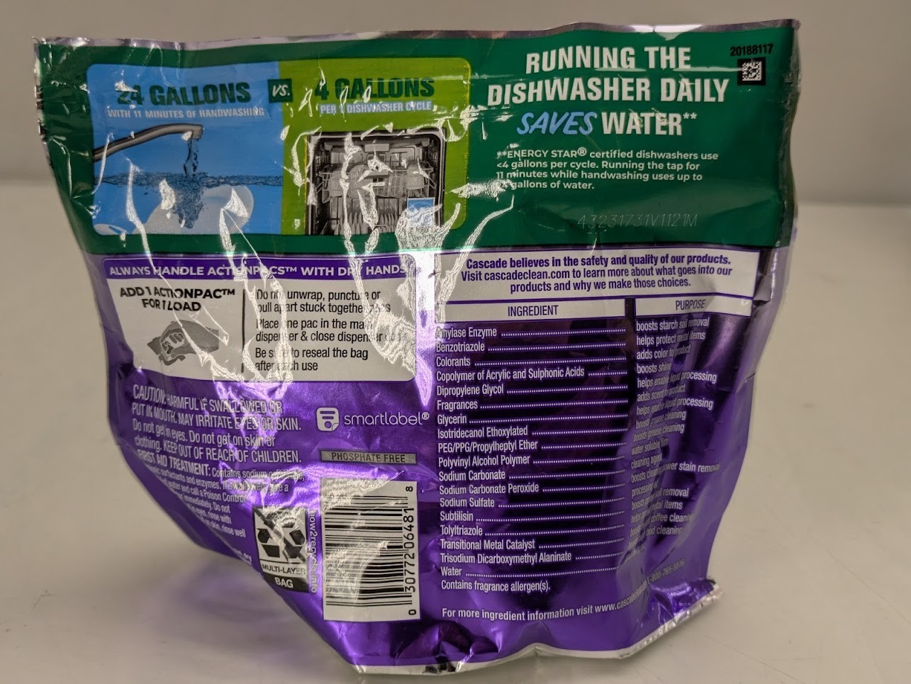 Pack of 2 Cascade Platinum Fresh Scent Pods Dishwasher Detergent 14/Pack 221 g