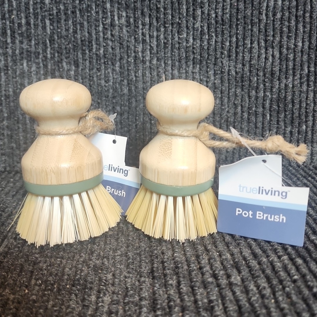 Bamboo Pot Brush – Durable Kitchen Scrub 2PC