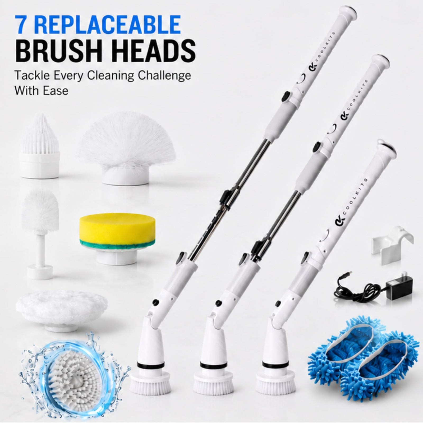 Electric Spin Scrubber, Full-Body IPX7 Waterproof Cordless Bathroom Scrubber,…