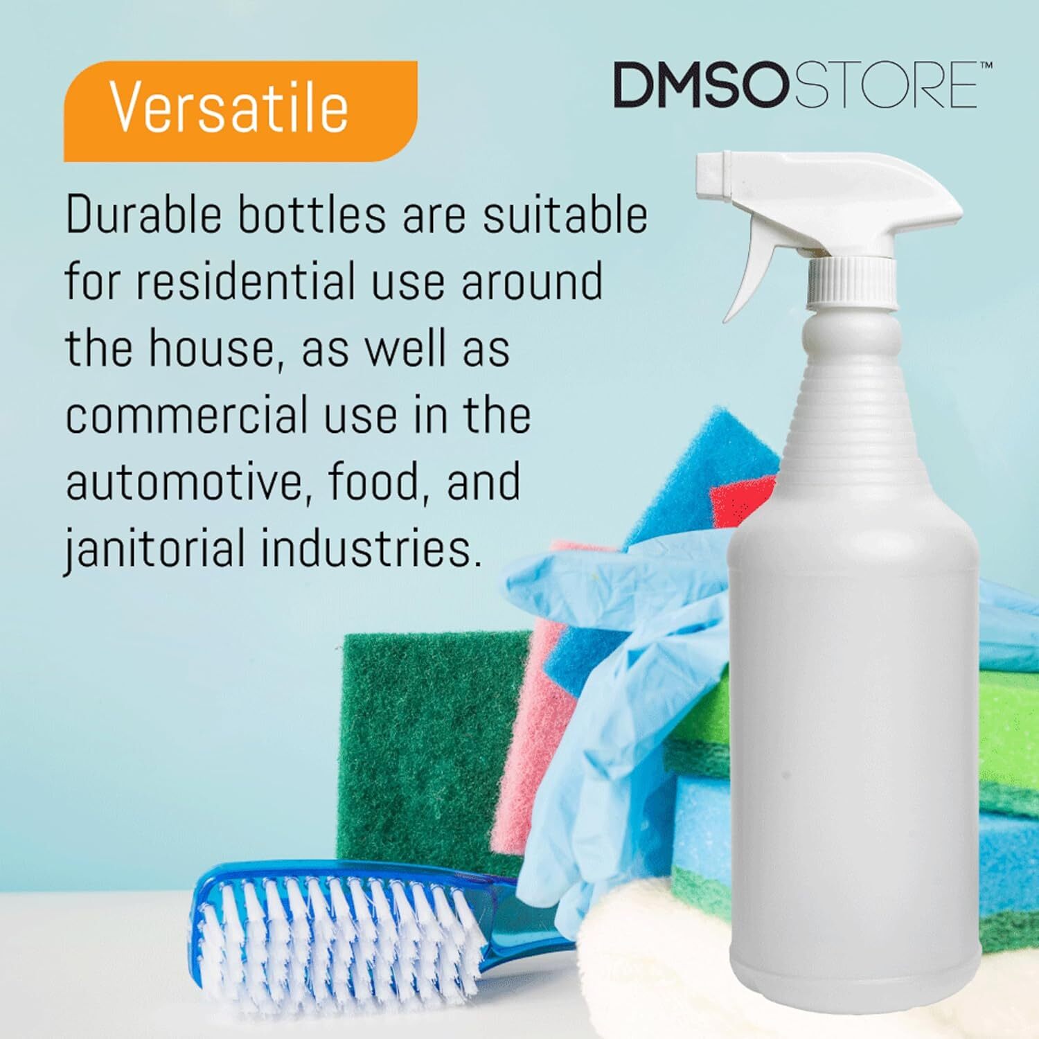 Natural Plastic Carafe Spray Bottle 4 Pack w/ White Trigger Sprayer 32oz