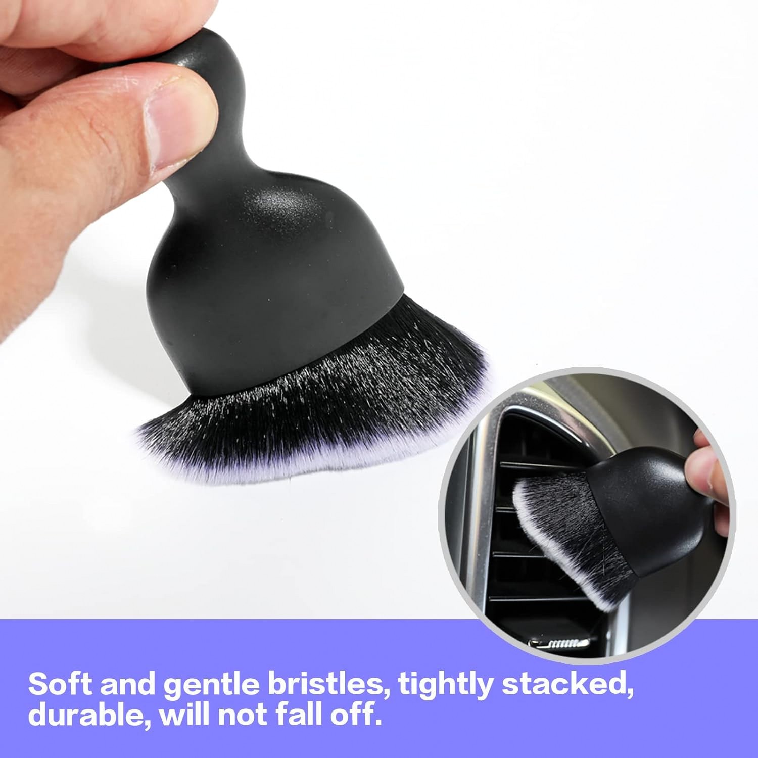 AOCISKA Car Interior Detailing Brush Soft Bristle Dash Duster Black