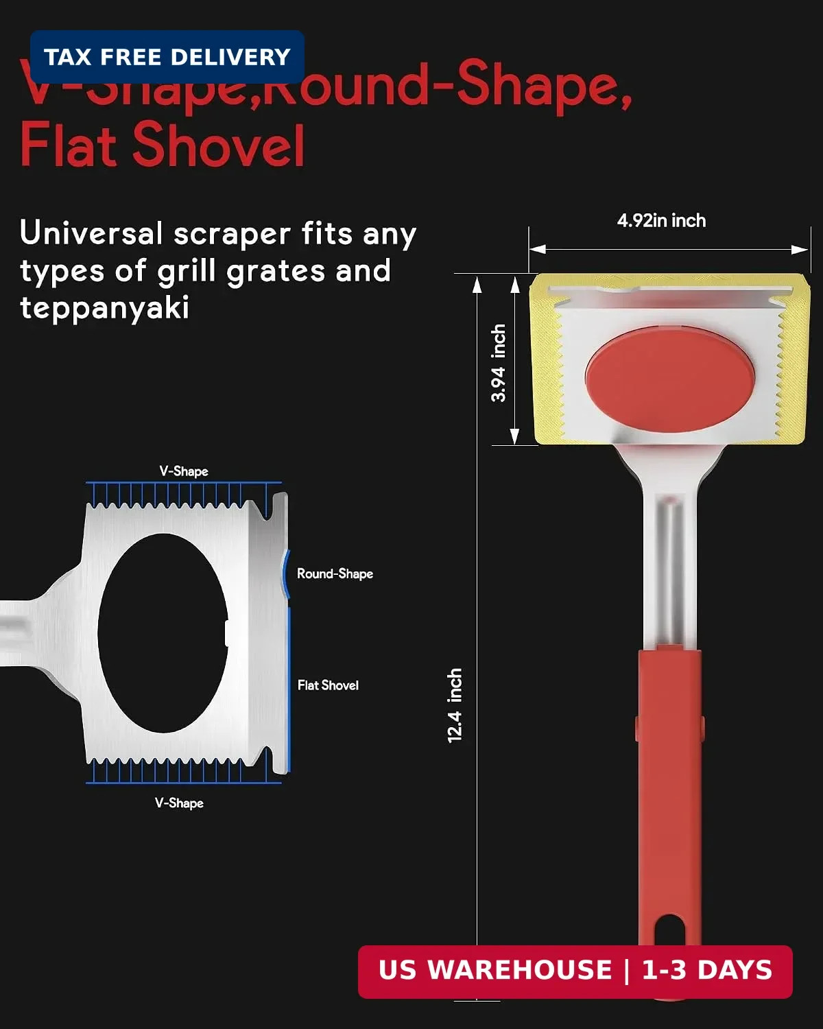 Grill Brush Bristle Free, Steam Grill Cleaning Brush with Scraper, One-Fit-All f