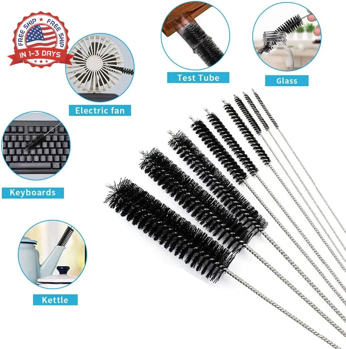 10PCS Flexible Drain Brush Straw Cleaner Brush Set,Pipe Cleaners Brush,61Inch St