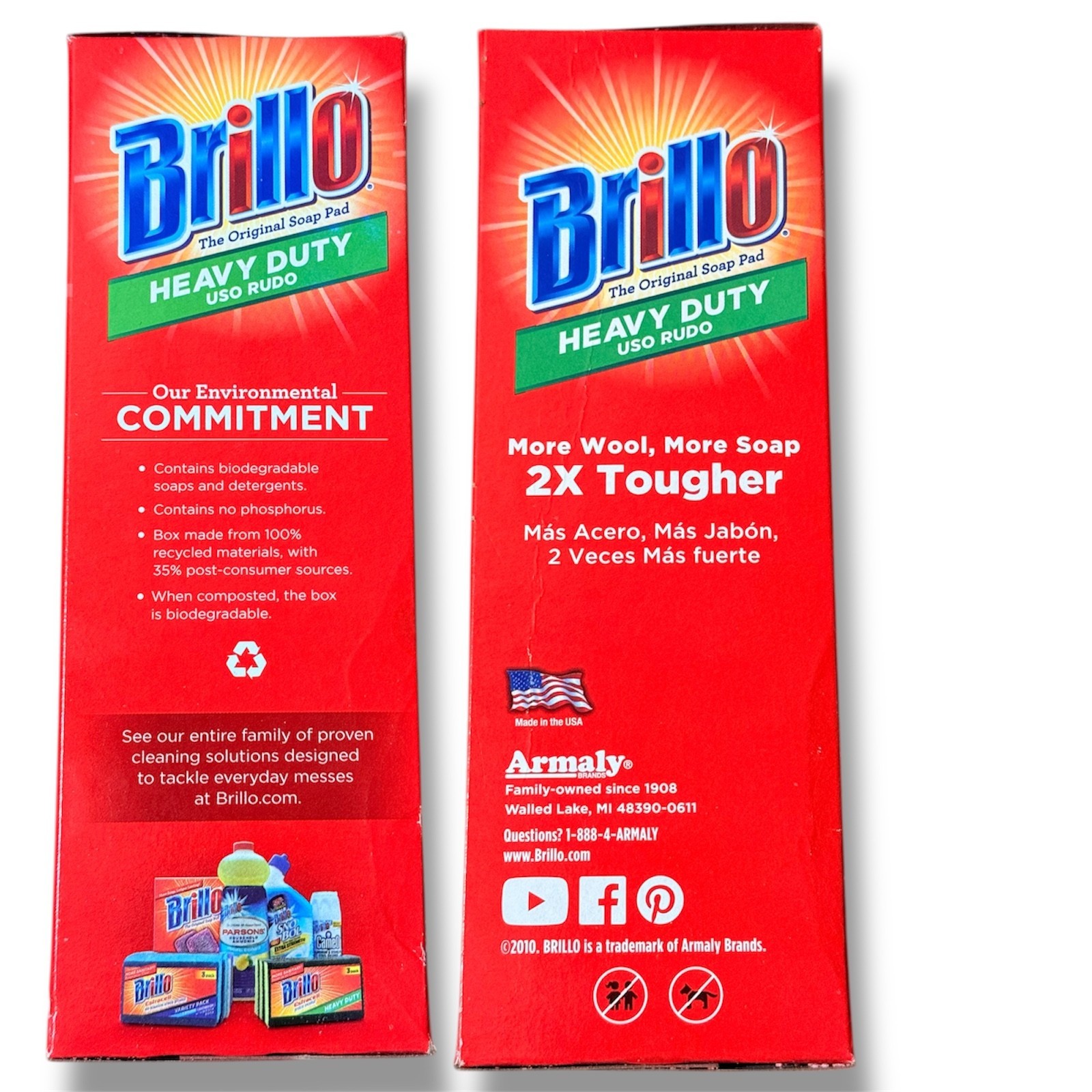 Brillo Heavy Duty Soap Pads 10 Count (Pack of 2) Steel Wool Scrubber Original US