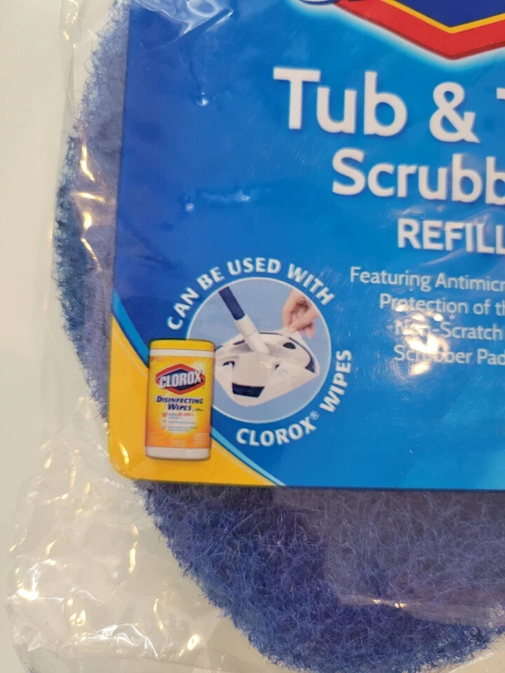Clorox Tub & Tile Scrubber Refill Pad Non-Scratch Antimicrobial Bathroom free sh