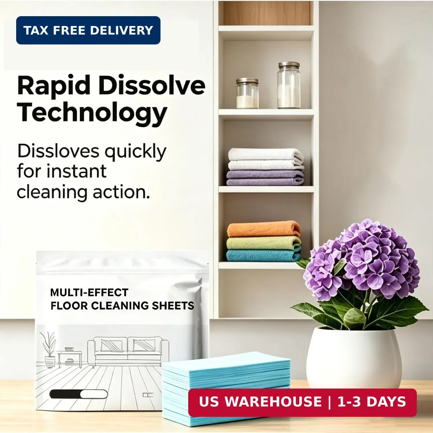 100 Piece Multi-Surface Floor Cleaning Tablets, Multi Effect Floor Cleaner Sheet