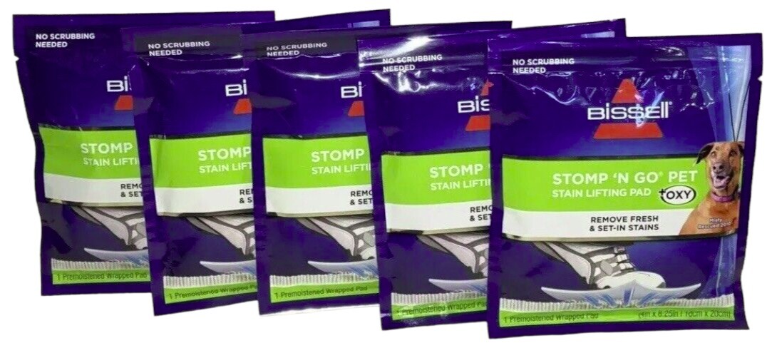 Bissell Stomp ‘N Go Pet Stain Lifting Pads +Oxy 1 pad per pack (5 pack lot)