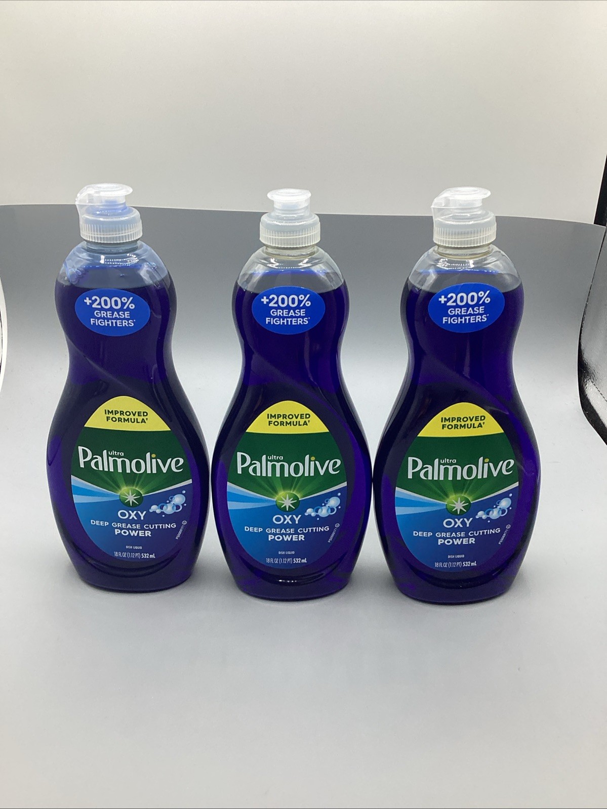 3 Bottles Palmolive Ultra Oxy, 18 Fl oz Deep grease cutting Power dish lquid