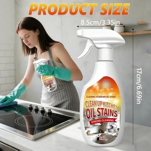 Heavy Duty Kitchen Cleaner Spray – Multi-Purpose Oil Stain Remover 240ml/8.45oz