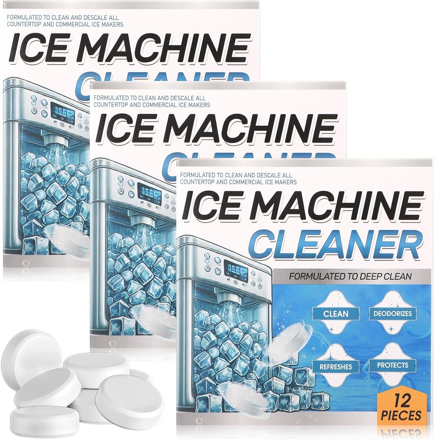 3 Pack 36 Pcs Ice Machine Cleaner Tablets Descaler, Clean