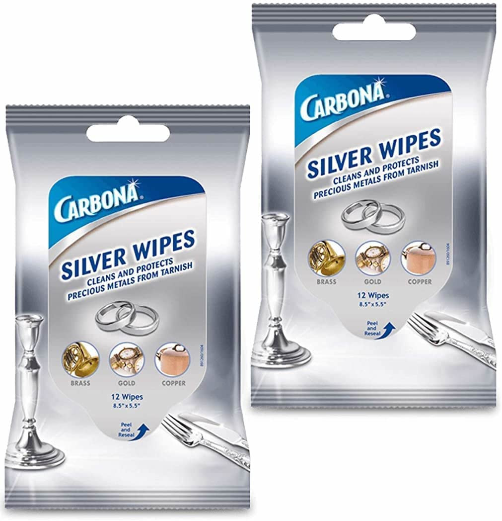 Carbona 24 Count Silver Wipes Cleans Polishes Protects Brass Gold Copper