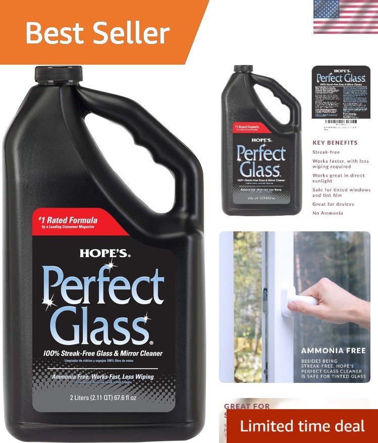 Ammonia-Free Glass Cleaner Refill – 67.6 Oz for Spotless Windows & Mirrors