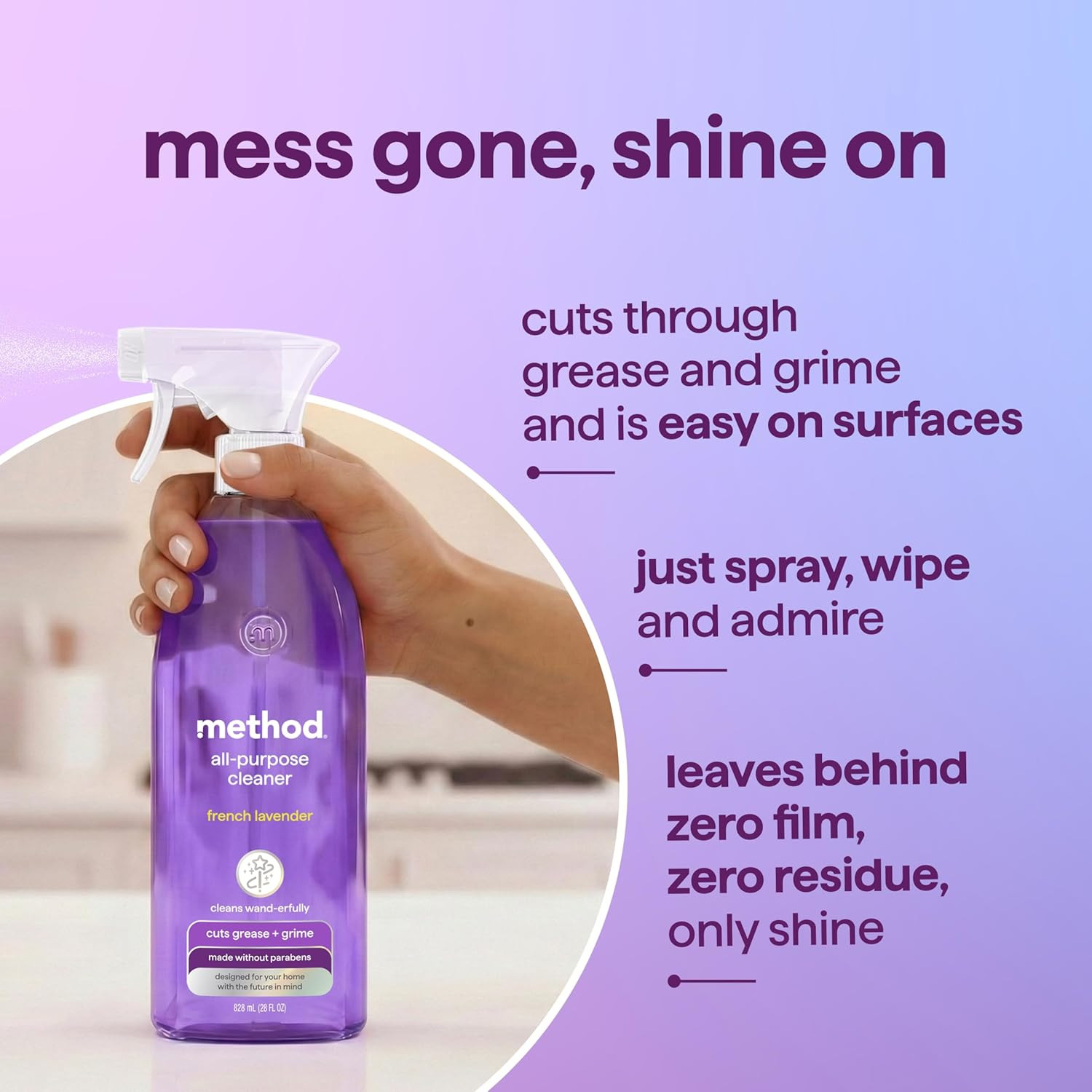 Method All-Purpose Cleaner Spray, French Lavender – Cuts Grease & Grime on Count